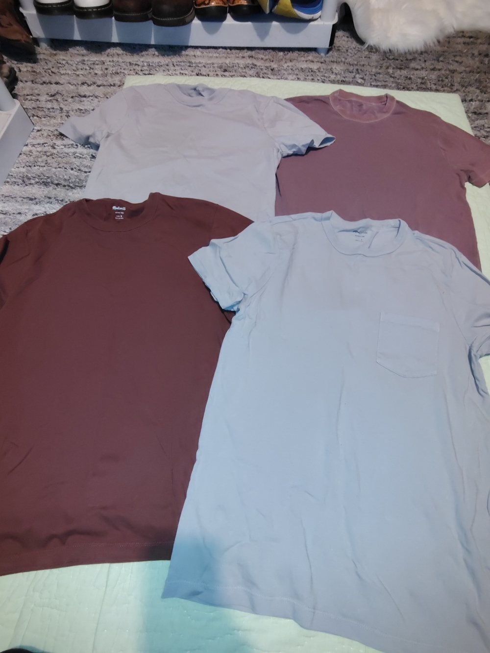 Madewell Short Sleeve Crew Pack in Light Blue and Mauve Tones